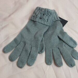 Victoria's Secret Gray Knitted Gloves With Rhinestones